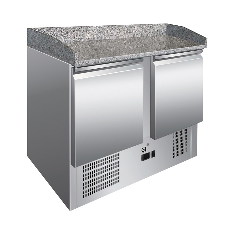 Gastro Inox Koelwerkbank 166 liter met 2 deuren en marmer werkblad