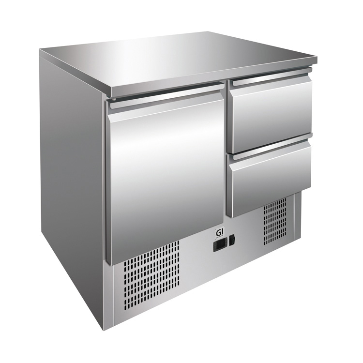 Gastro Inox Koelwerkbank 166 liter met 1 deur en 2 laden