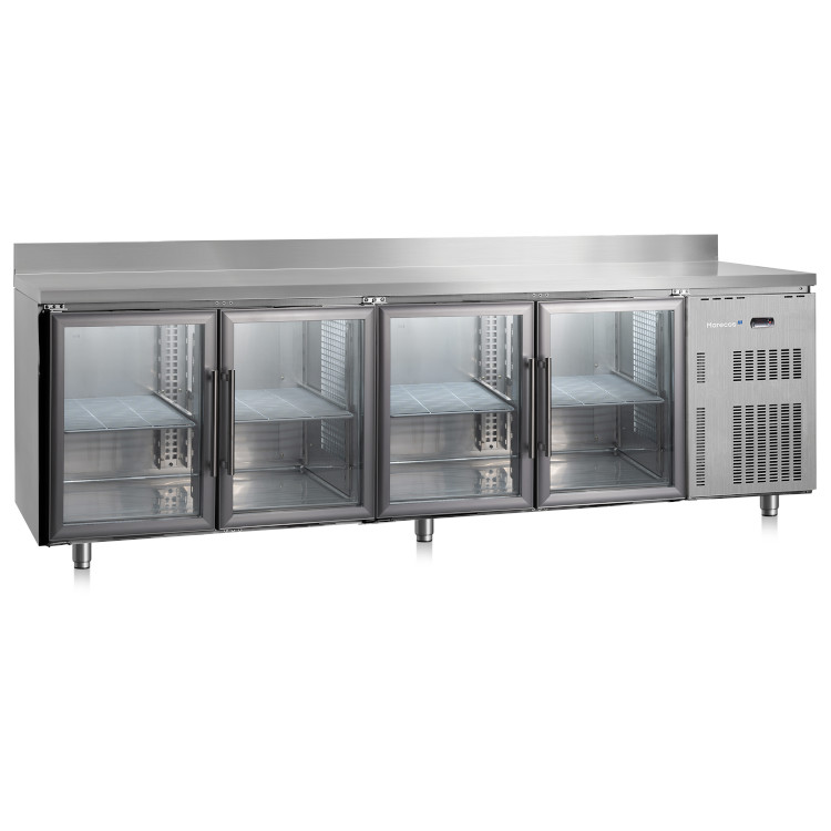 Marecos Softline Koelwerkbank 405 liter met 4 glasdeuren en achteropstand