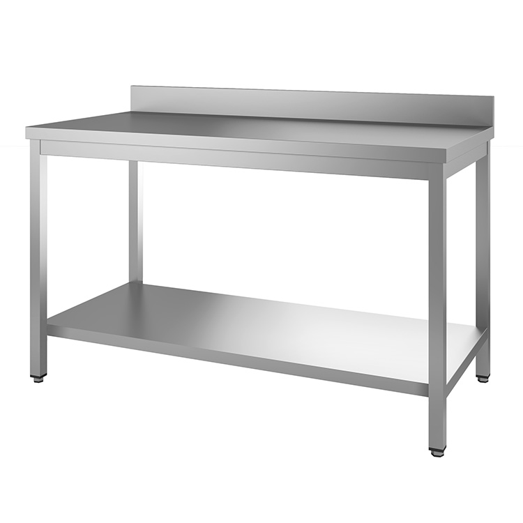 Gastro Inox Werktafel 70(l) cm met bodemschap en achteropstand