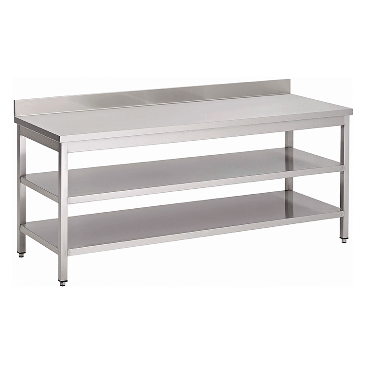 Gastro Inox Werktafel 100(l) cm met bodemschap, middenschap en achteropstand