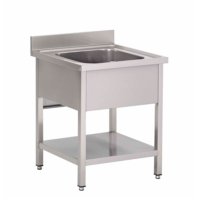 Gastro Inox Spoelwerktafel 70(l) cm met spoelbak, onderblad en achteropstand