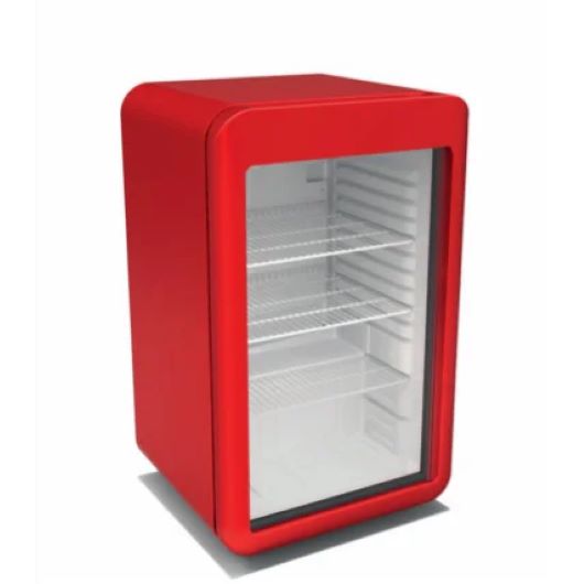 Topcold Koelkast 93 liter 1 glasdeur rood