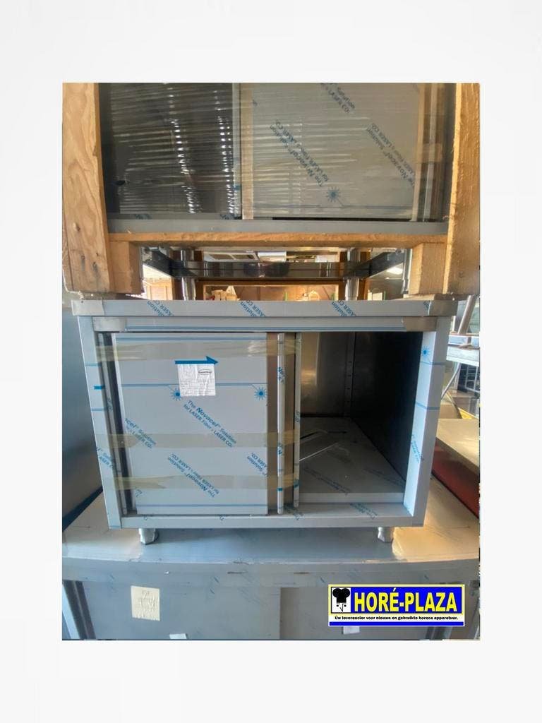 RVS werktafels met schuifdeuren (2stuks) | 100x70 | 100x60
